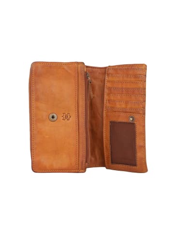 Bellicci Leren portemonnee "Cosette" lichtbruin - (B)17 x (H)10 x (D)3 cm