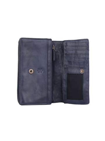 Bellicci Leren portemonnee "Cosette" donkerblauw - (B)17 x (H)10 x (D)3 cm
