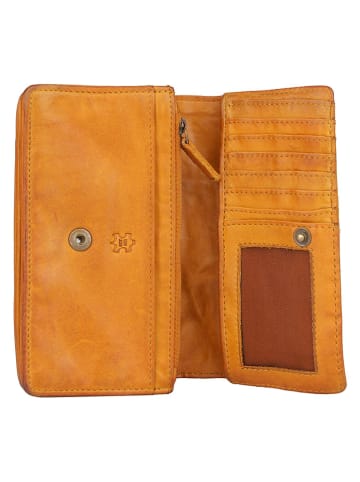 Bellicci Skórzany portfel "Cosette" w kolorze żółtym - 17,5 x 10 x 3 cm