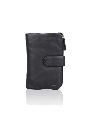 Bellicci Leren portemonnee "Connie" zwart - (B)9 x (H)17 x (D)3 cm