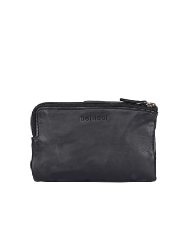 Bellicci Leren portemonnee "Connie" zwart - (B)9 x (H)17 x (D)3 cm