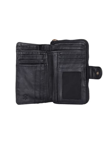 Bellicci Leder-Geldbörse "Collins" in Schwarz - (B)9 x (H)17 x (T)3 cm