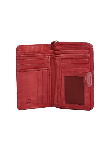 Bellicci Leren portemonnee "Collins" rood - (B)9 x (H)17 x (D)3 cm