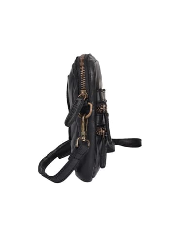 Bellicci Leder-Umhängetasche "Charlotte" in Schwarz - (B)13 x (H)19 x (T)3 cm