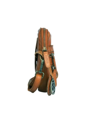Bellicci Leder-Umhängetasche "Charlotte" in Hellbraun - (B)13 x (H)19 x (T)3 cm