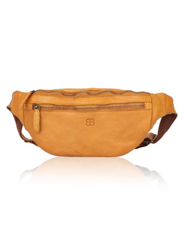 Bellicci Leren borstbuidel "Charmaine" mosterdgeel - (B)40 x (H)17 x (D)6 cm