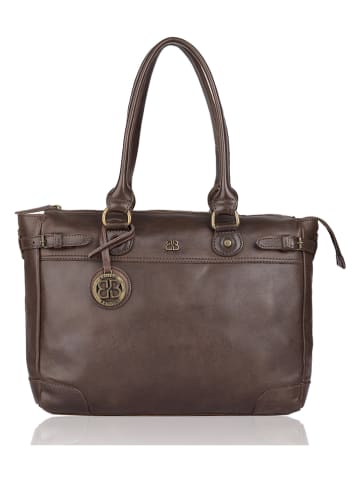 Bellicci Leder-Schultertasche "Chelsea" in Dunkelbraun - (B)34 x (H)29,5 x (T)10 cm