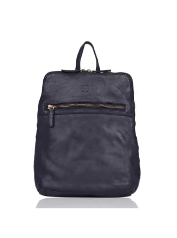 Bellicci Leren rugzak "Cheyenne" donkerblauw - (B)23 x (H)31 x (D)10 cm