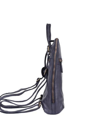 Bellicci Leder-Rucksack "Cheyenne" in Dunkelblau - (B)23 x (H)31 x (T)10 cm