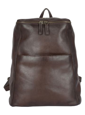 Bellicci Leder-Rucksack "Christie" in Dunkelbraun - (B)27,5 x (H)33 x (T)13,5 cm