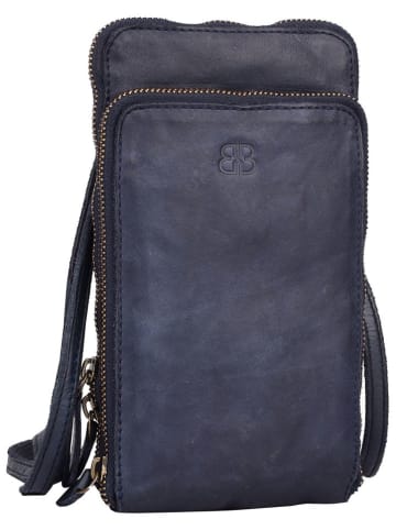 Bellicci Skórzana torebka "Cybele" w kolorze granatowym na telefon - 13 x 22 x 3,5 cm