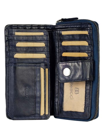 Bellicci Leder-Geldbörse in Dunkelblau - (B)18 x (H)9,5 x (T)3,5 cm