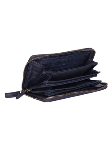 Bellicci Leder-Geldbörse "Eleanor" in Dunkelblau - (B)19,5 x (H)9,5 x (T)2,5 cm