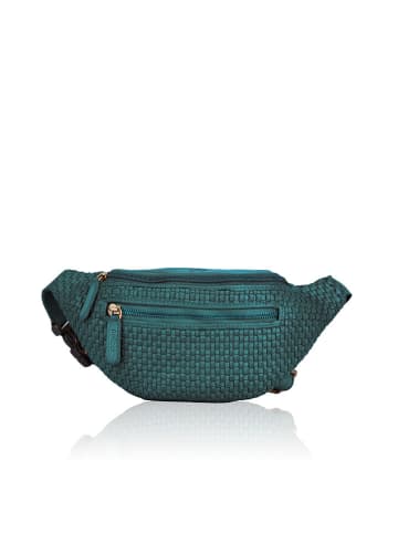 Bellicci Leren borstbuidel "Elliot" groen - (B)30 x (H)14 x (D)8 cm