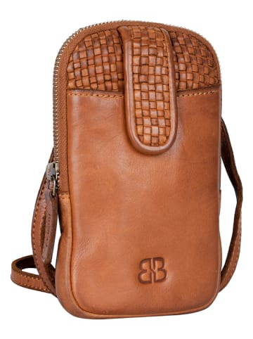 Bellicci Leder-Handytasche "Emberly" in Cognac - (B)11 x (H)18,5 x (T)2,5 cm