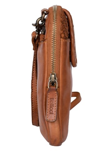 Bellicci Skórzana torebka w kolorze jasnobrązowym na telefon - 11 x 18,5 x 2,5 cm