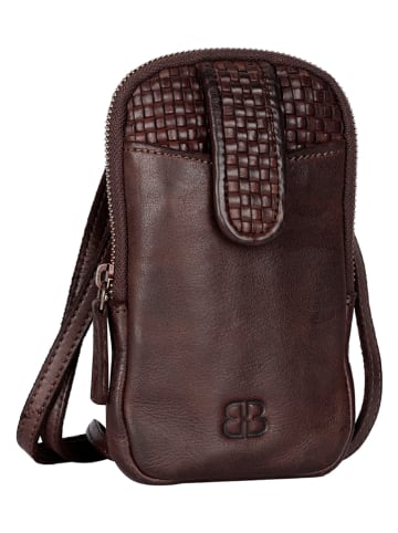 Bellicci Skórzana torebka w kolorze ciemnobrązowym na telefon - 11 x 18,5 x 2,5 cm