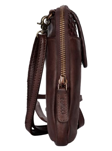 Bellicci Leder-Handytasche "Emberly" in Dunkelbraun - (B)11 x (H)18,5 x (T)2,5 cm