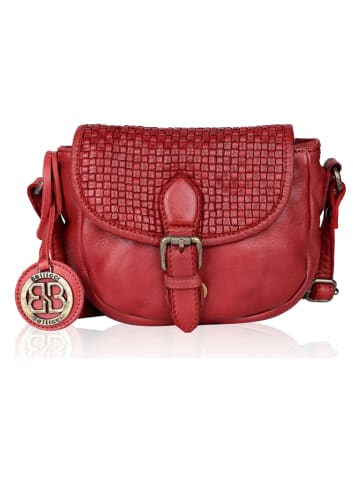 Bellicci Leder-Umhängetasche "Esme" in Rot - (B)18 x (H)16 x (T)6 cm