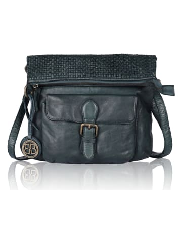 Bellicci Leder-Umhängetasche "Eva" in Petrol - (B)34 x (H)29 x (T)4,5 cm