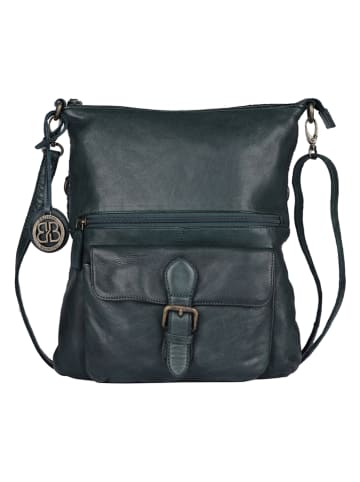 Bellicci Leder-Umhängetasche "Eva" in Petrol - (B)34 x (H)29 x (T)4,5 cm