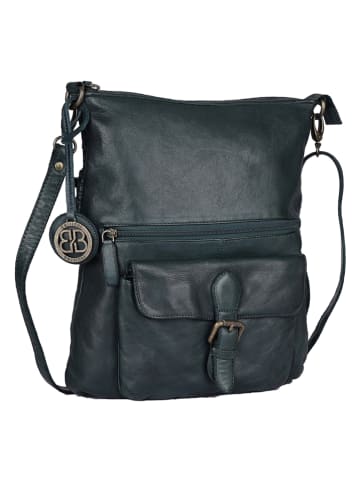 Bellicci Skórzana torebka "Eva" w kolorze morskim - 34 x 29 x 4,5 cm