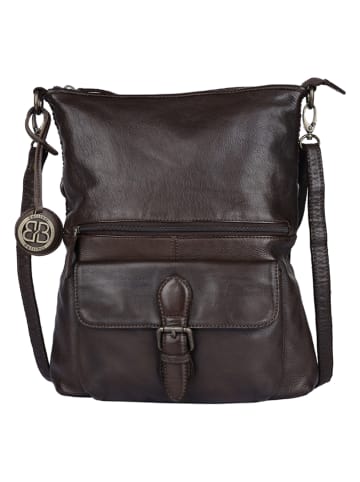 Bellicci Leder-Umhängetasche "Eva" in Dunkelbraun - (B)34 x (H)29 x (T)4,5 cm