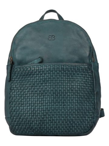 Bellicci Leren rugzak "Eve" petrol - (B)22 x (H)29 x (D)9 cm