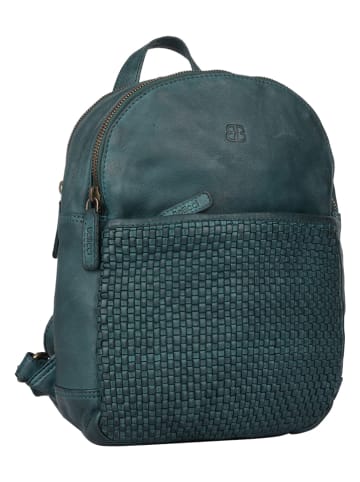 Bellicci Leren rugzak "Eve" petrol - (B)22 x (H)29 x (D)9 cm