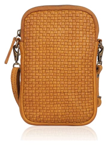 Bellicci Leren smartphonetas "Everly" mosterdgeel - (B)22 x (H)29 x (D)9 cm