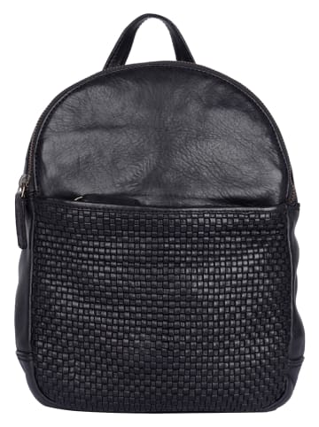 Bellicci Leren rugzak "Eve" zwart - (B)22 x (H)29 x (D)9 cm