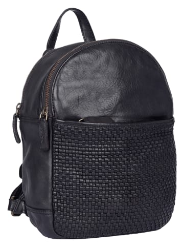 Bellicci Leren rugzak "Eve" zwart - (B)22 x (H)29 x (D)9 cm