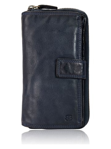 Bellicci Leren portemonnee "Greta" donkerblauw - (B)18 x (H)9,5 x (D)3,5 cm