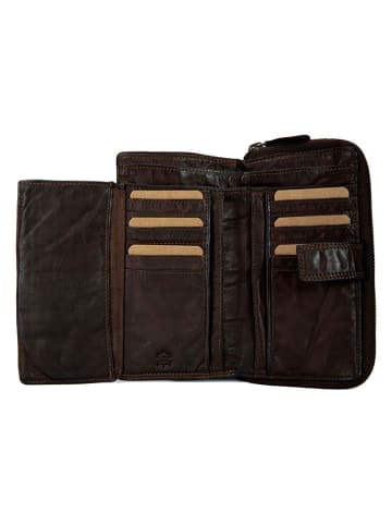 Bellicci Leren portemonnee "Greta" bruin - (B)18 x (H)9,5 x (D)3,5 cm