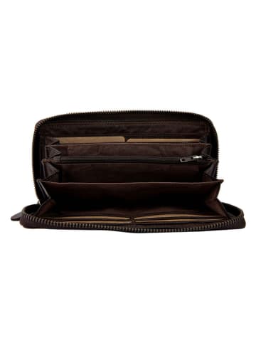 Bellicci Leren portemonnee "Greta" bruin - (B)19,5 x (H)10 x (D)3 cm