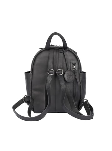 Bellicci Leren rugzak "Kassidy" zwart - (B)23 x (H)29,5 x (D)8,5 cm