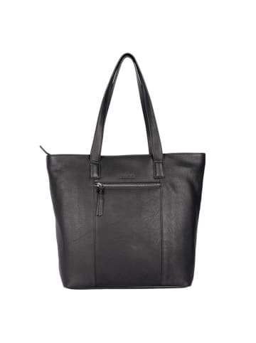 Bellicci Leren schoudertas "Kayden" zwart - (B)36 x (H)44 x (D)12 cm