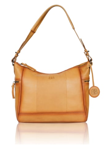 Bellicci Leren schoudertas "Kristiana" geel - (B)40 x (H)27 x (D)8 cm