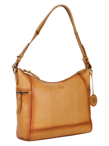 Bellicci Leren schoudertas "Kristiana" geel - (B)40 x (H)27 x (D)8 cm