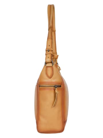 Bellicci Leder-Schultertasche "Kristiana" in Gelb - (B)40 x (H)27 x (T)8 cm