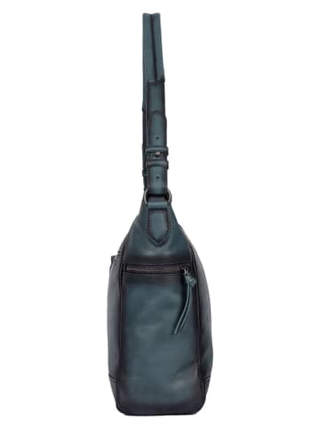 Bellicci Leren schoudertas "Kristiana" blauw - (B)40 x (H)27 x (D)8 cm