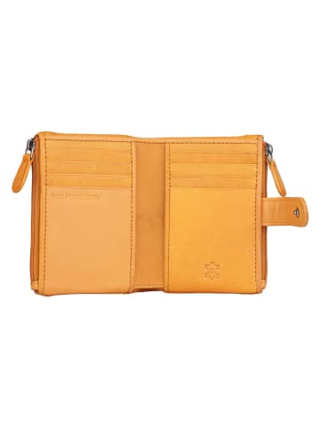 Bellicci Leren portemonnee "Kyoka" geel - (B)9 x (H)12 x (D)2 cm