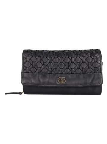 Bellicci Leder-Geldbörse "Pedra" in Schwarz - (B)19 x (H)10 x (T)4 cm