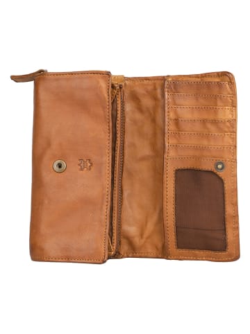 Bellicci Skórzany portfel "Pedra" w kolorze jasnobrązowym - 19 x 10 x 4 cm