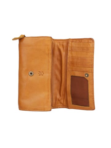 Bellicci Skórzany portfel "Pedra" w kolorze jasnobrązowym - 19 x 19 x 4 cm