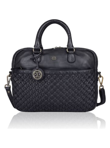 Bellicci Leder-Businesstasche "Presley" in Schwarz - (B)37,5 x (H)27 x (T)5 cm