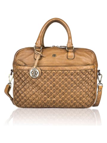 Bellicci Leren businesstas "Presley" cognackleurig - (B)37,5 x (H)27 x (D)5 cm