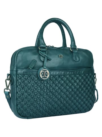 Bellicci Leder-Businesstasche "Presley" in Petrol - (B)37,5 x (H)27 x (T)5 cm