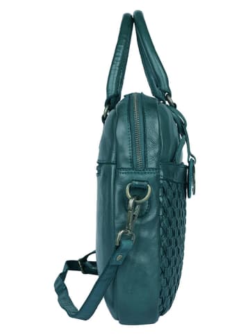 Bellicci Leren businesstas "Presley" petrol - (B)37,5 x (H)27 x (D)5 cm