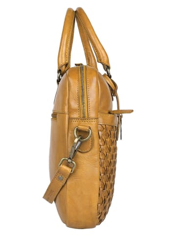 Bellicci Leren businesstas "Presley" okergeel - (B)37,5 x (H)27 x (D)5 cm